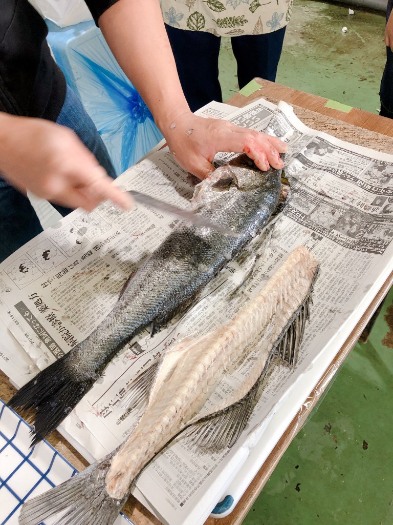 市場でお魚捌き教室 魚の画像有です Lee