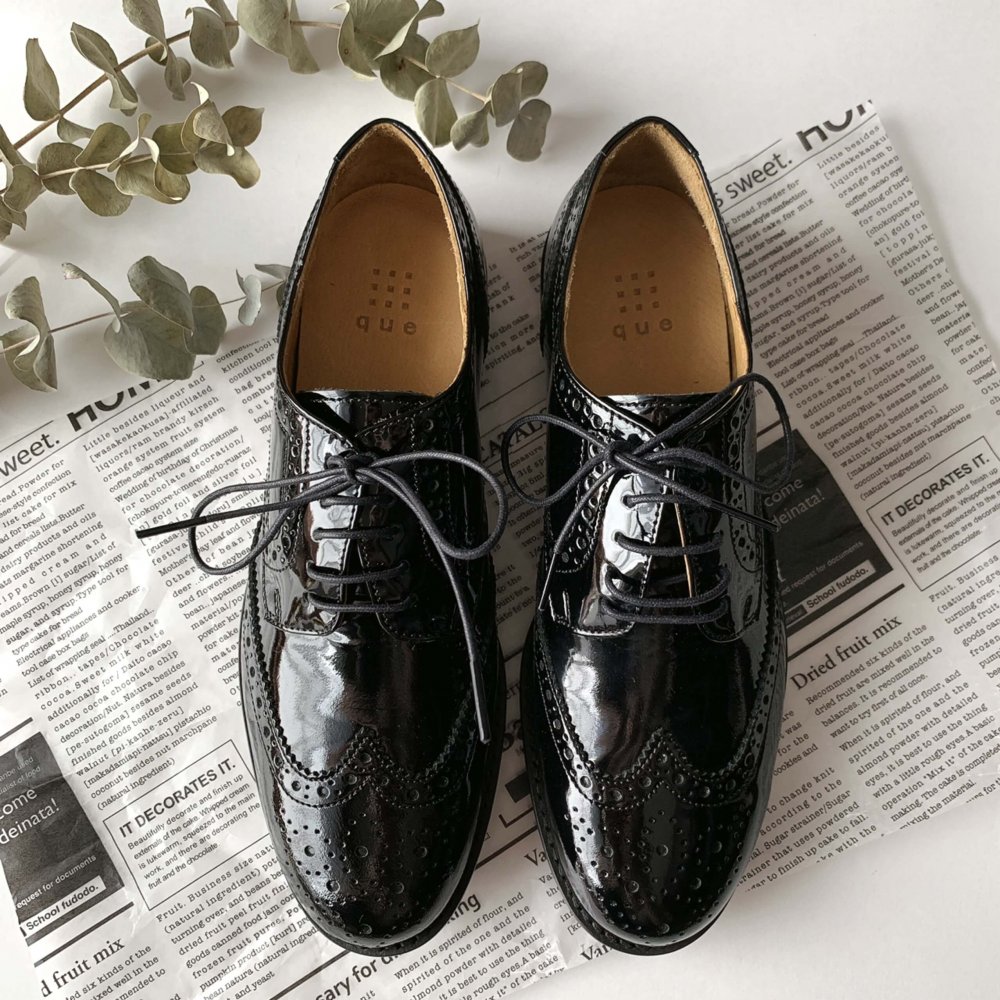 秋のフラット靴☆que shoesのウィングチップレースアップシューズ | LEE