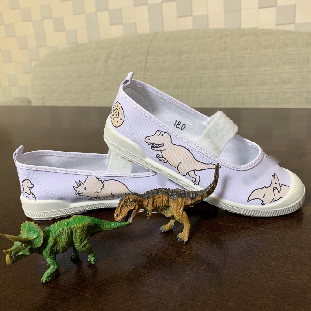 たなかみかきち様専用 子供上履き 恐竜イラスト 17ｃｍ 可愛い恐竜3 上履き ゴシゴシ洗えます 無料で名前入れます 入園 上靴 Vrm Mx
