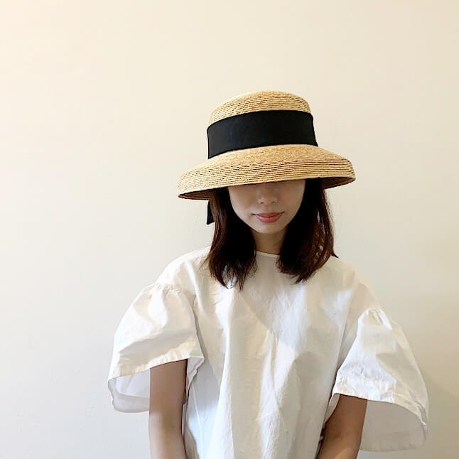 帽子【黒】Chapeau d´ O シャポードオー カサブランカ 麦わら帽子 