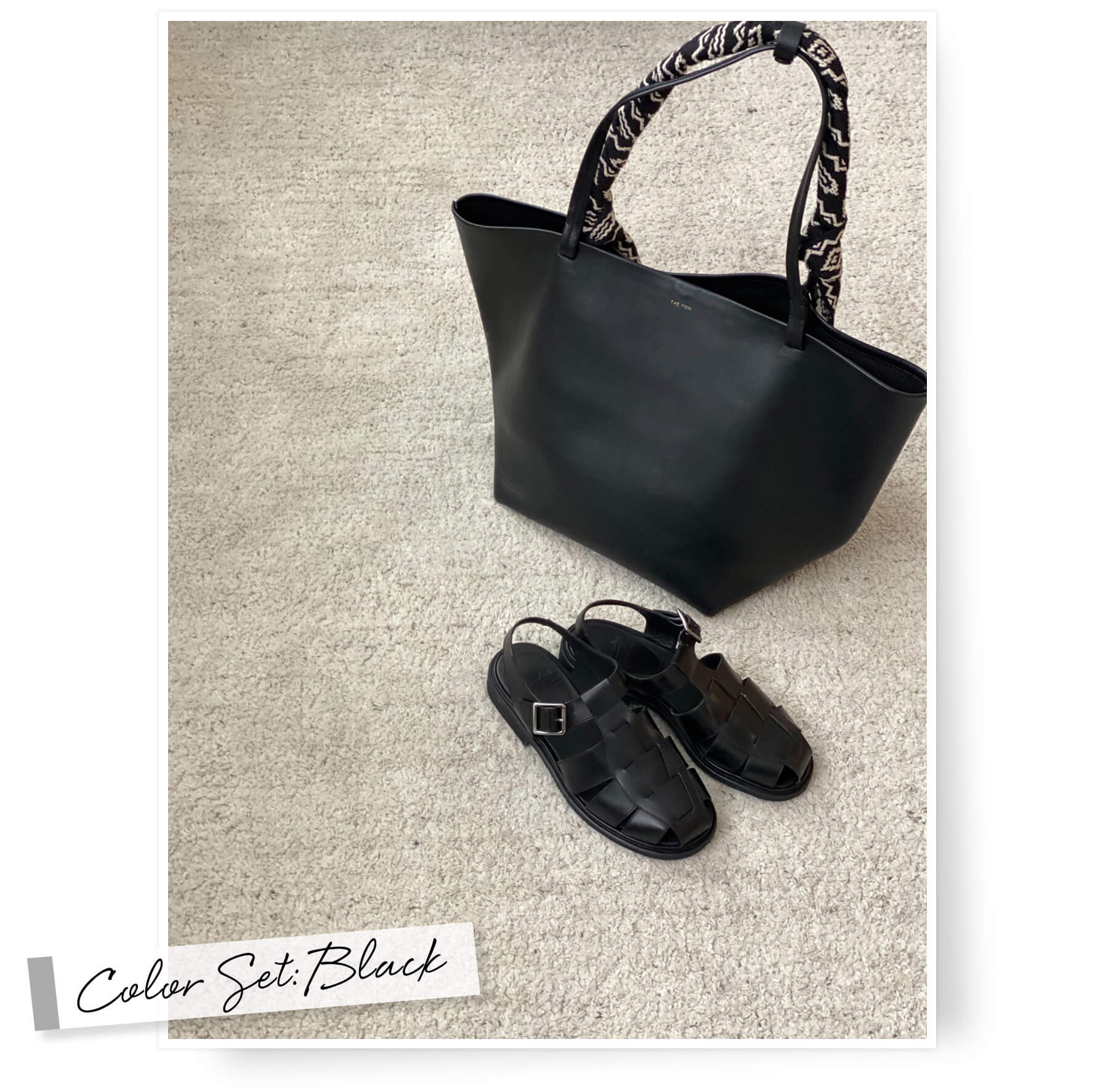 福田麻琴さんの靴とバッグセット「黒と黒」