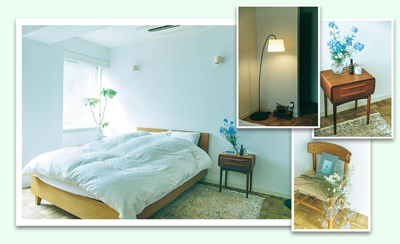 高山都さん自宅のおしゃれな寝室家具4つ 北欧の照明 チェスト 良質な睡眠を誘う心地いい空間に Lee