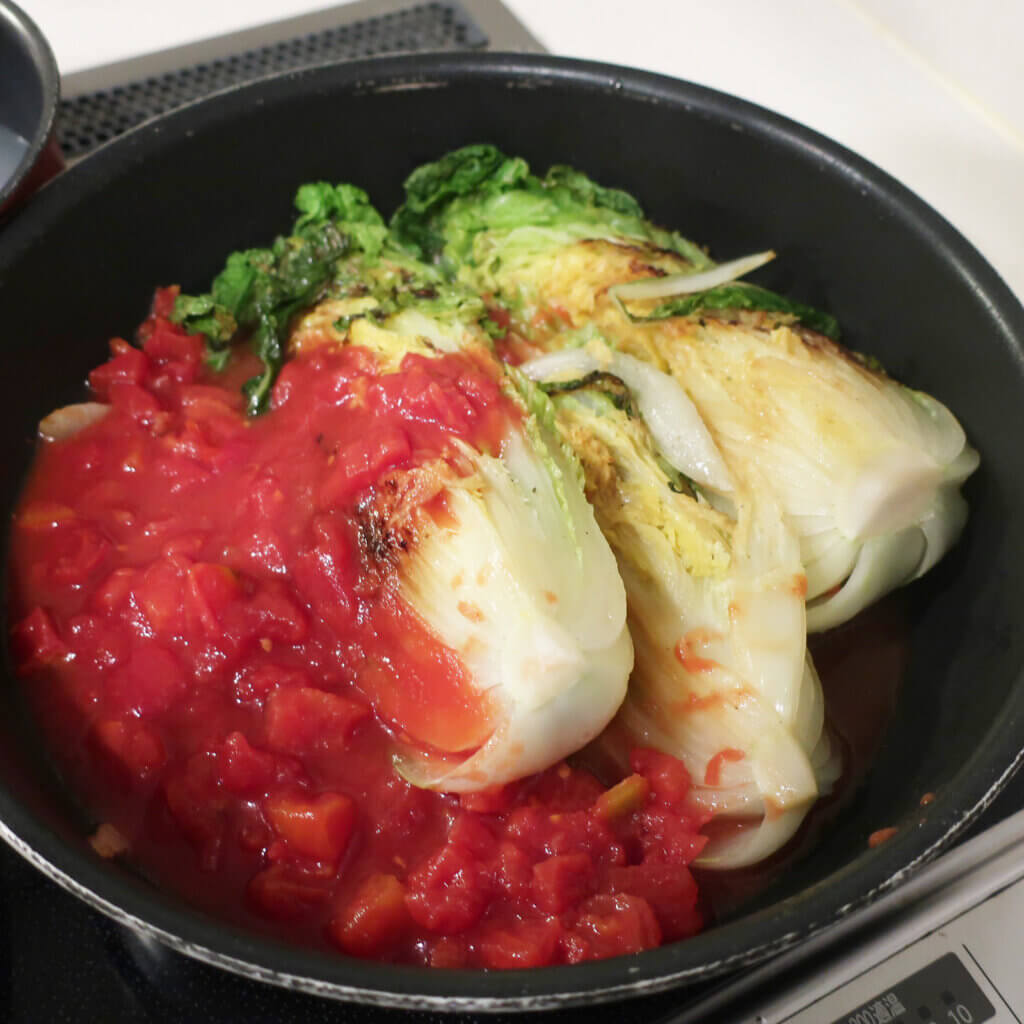 白菜トマト煮込み　白菜大量消費　白菜洋風