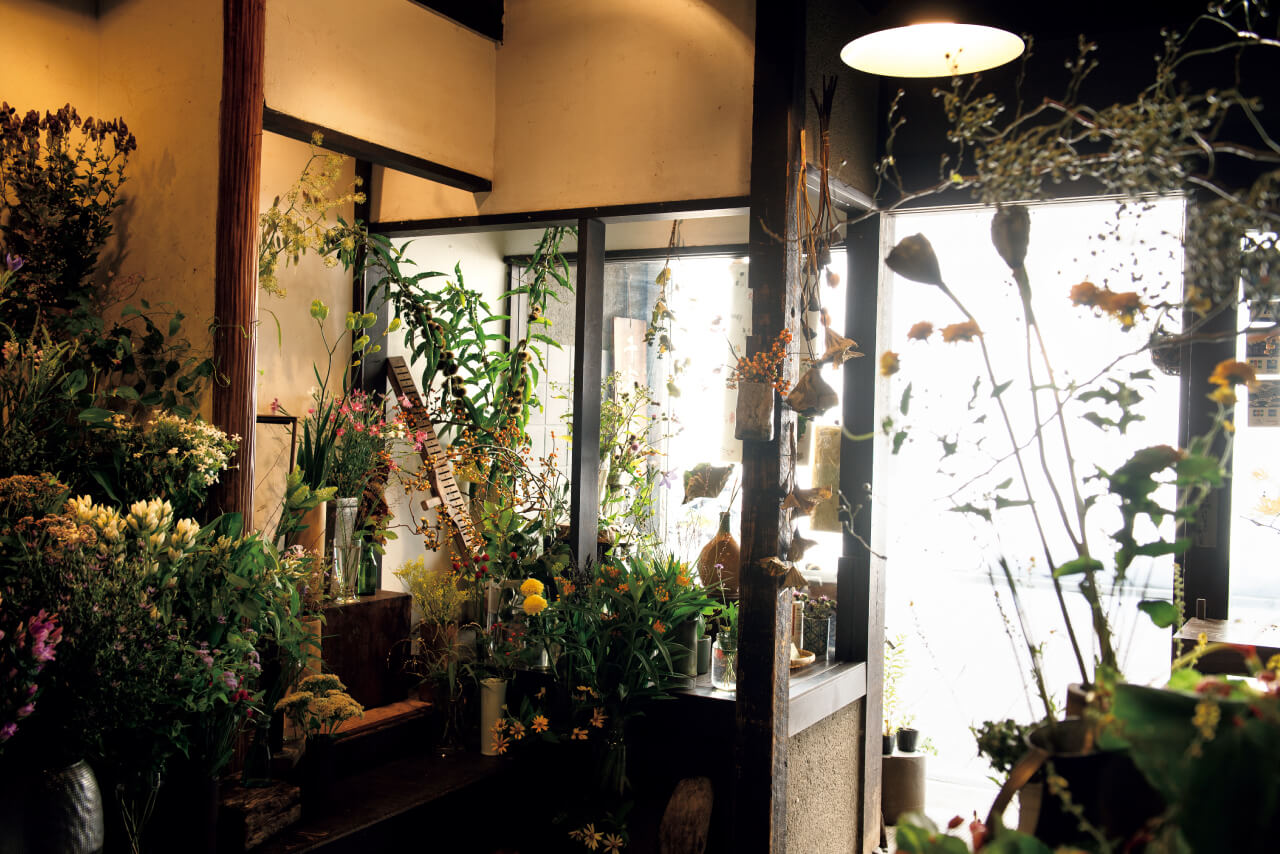店構えは古民家風の趣。山野草ならではの、日本各地の旬を映した品揃え。