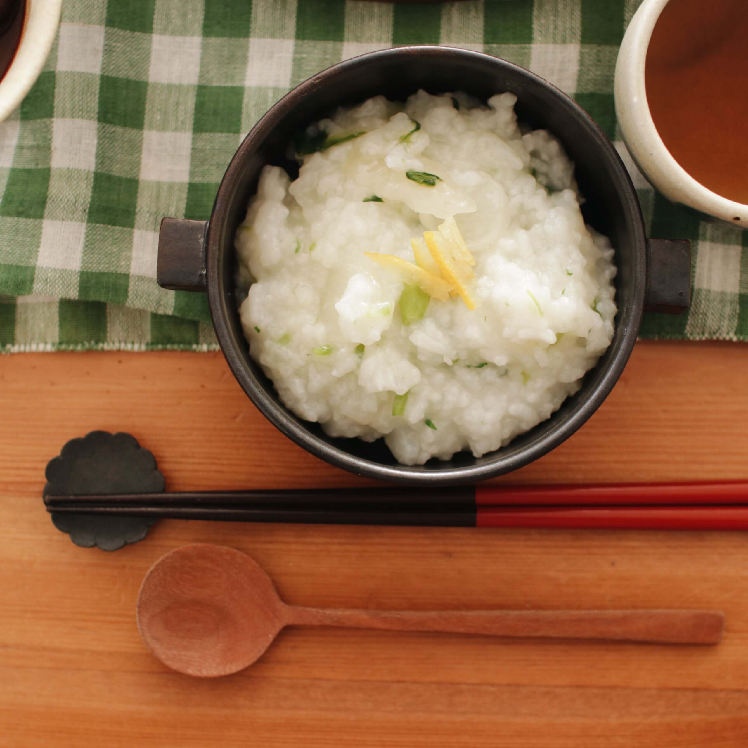 出来上がった七草がゆ