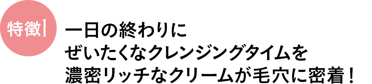 一日の終わりに ぜいたくなクレンジングタイムを濃密リッチなクリームが毛穴に密着！