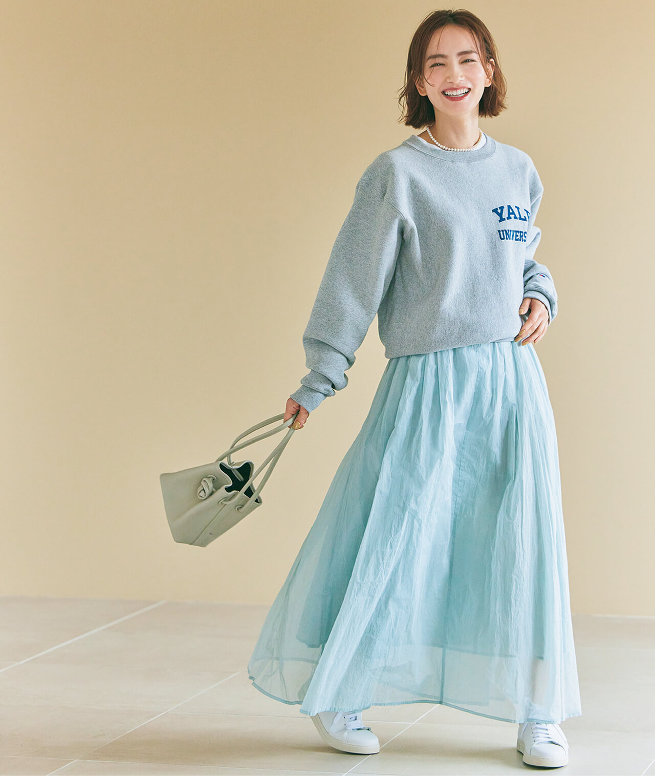 透け感までが春らしい！ミント色で可愛げを演出する「ノーメント」のコットンオーガンジースカート | LEE