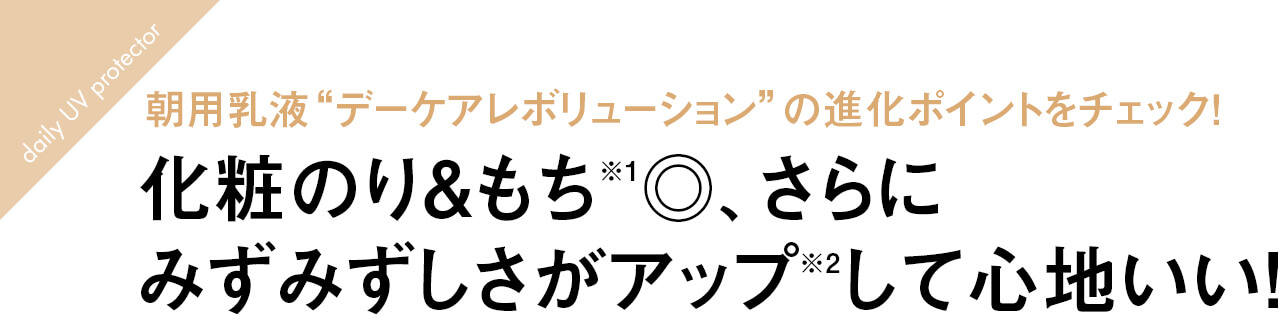 朝用乳液“デーケアレボリューション”の進化ポイントをチェック！ 化粧のり＆もち※1◎、さらに みずみずしさがアップ※2して心地いい！