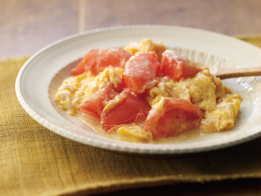 調理例：トマトと卵の炒め物