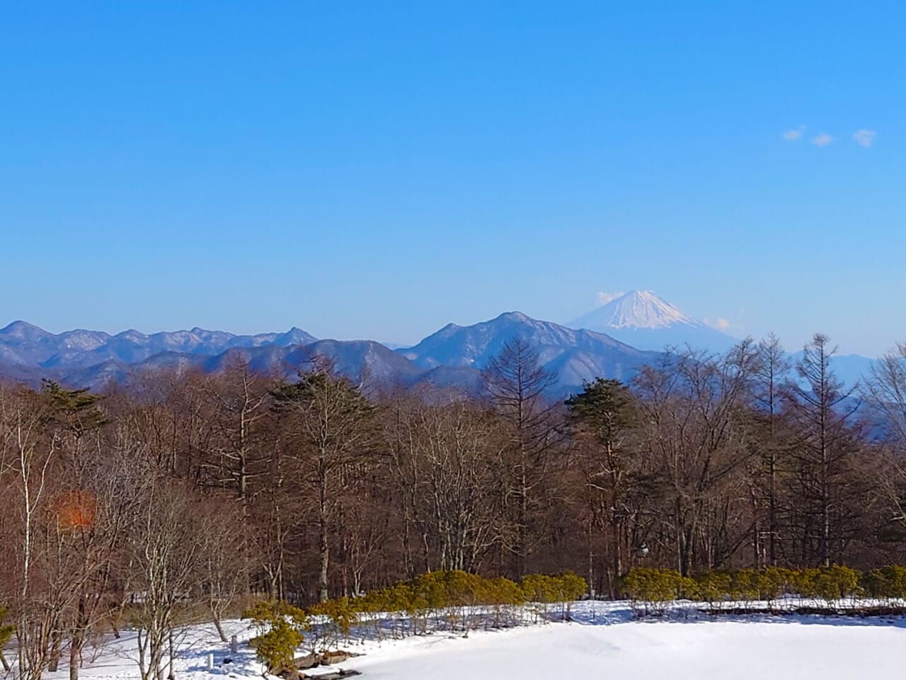 写真：客室窓からの眺め・昼間の富士山