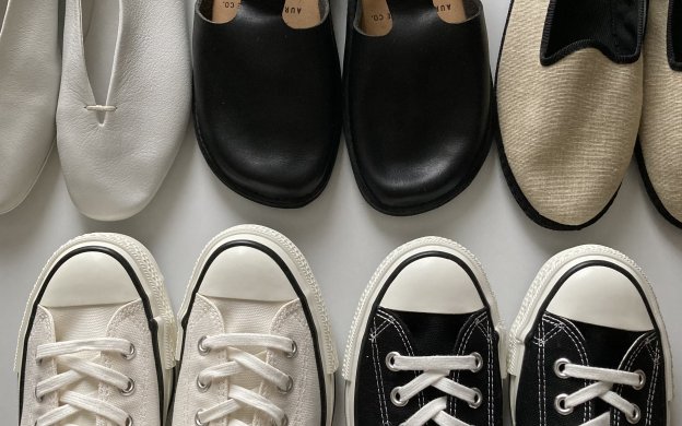 ヴィエイユサンク、大人のシンプル靴、オーロラシューズ、シューシャ、コンバースメイドインジャパン、定番靴、大人の愛用靴