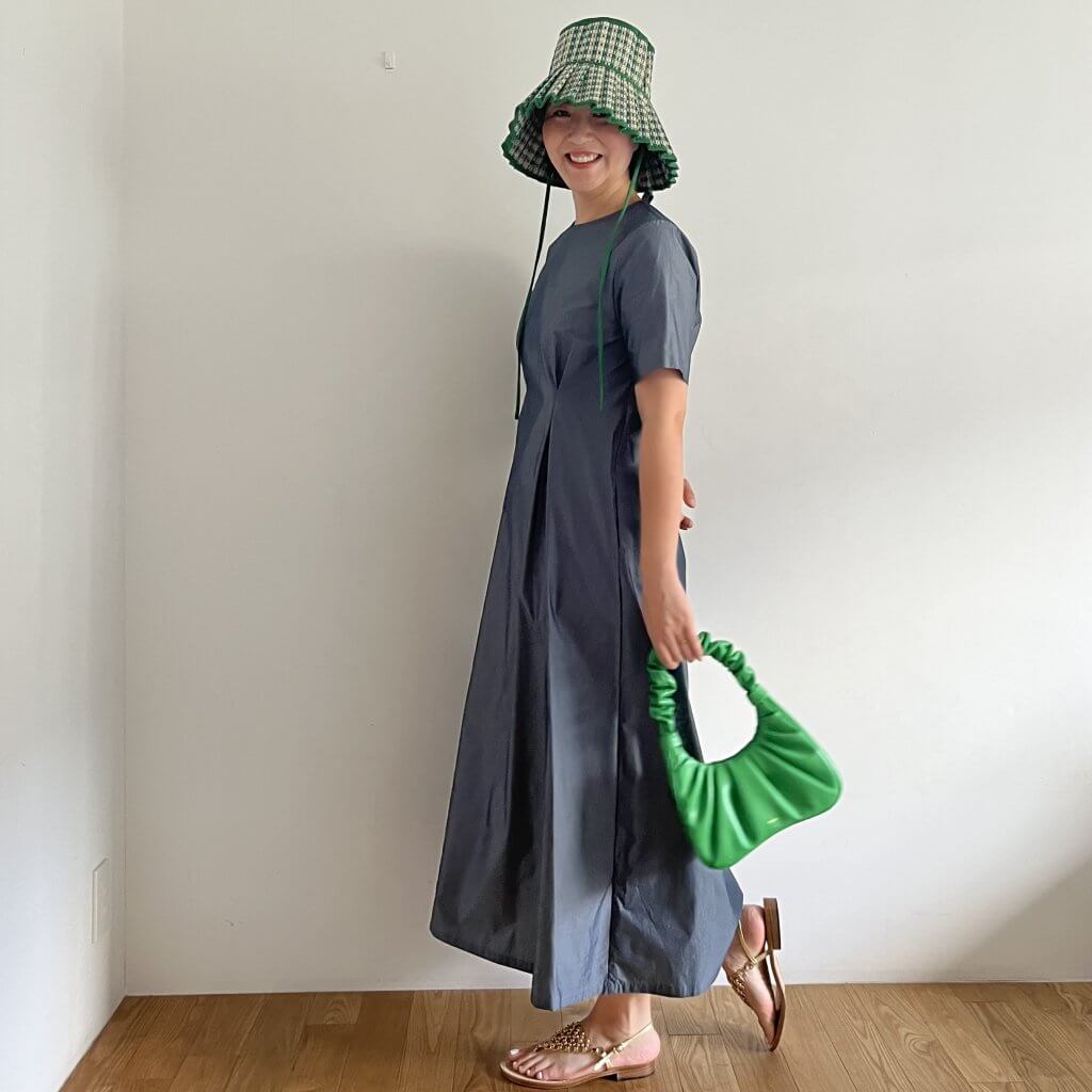 洗える後ろリボンワンピース 12closet ハット Lorna Murray ローナマーレイ バッグ JW PEI ジェイダブリューペイ サンダル CANFORA カンフォラ