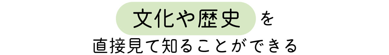 文化や歴史を直接見て知ることができる