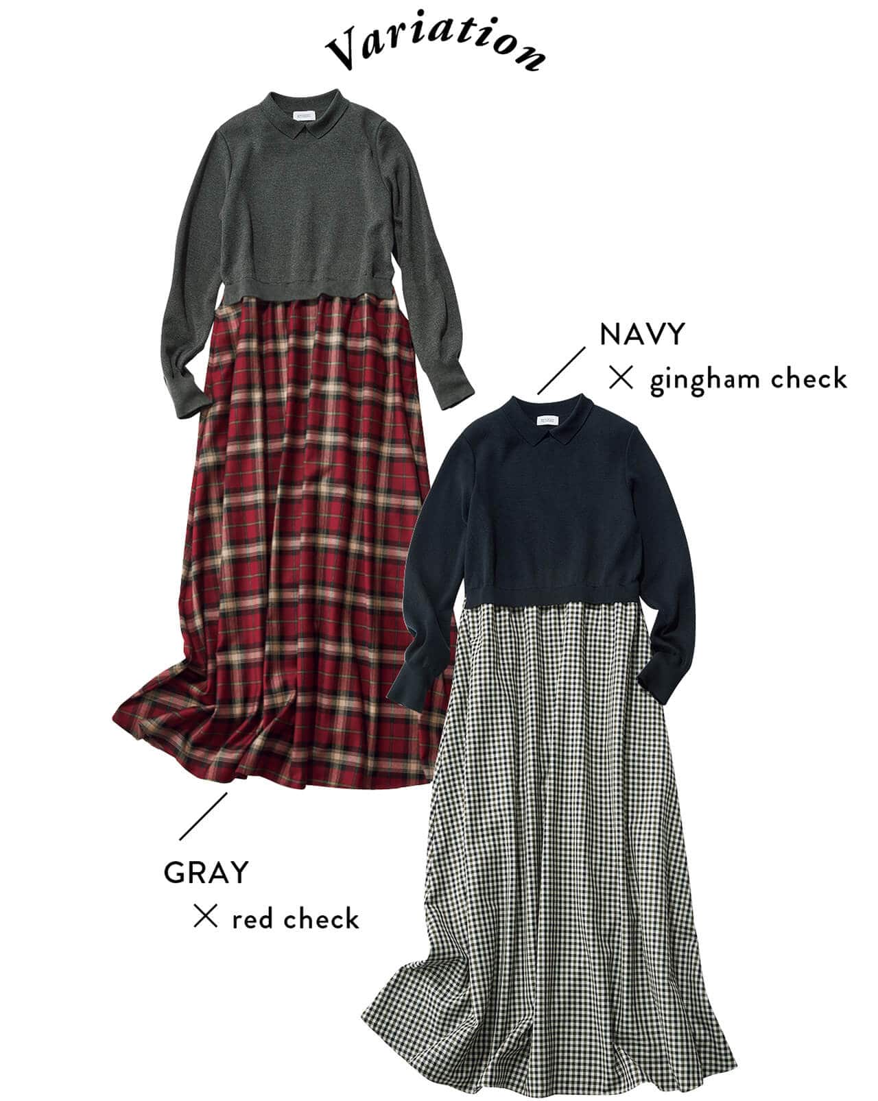 Variation GRAY×red check NAVY×gingham check ワンピース(各)¥39600/SANYO SHOKAI(マッキントッシュ フィロソフィー)