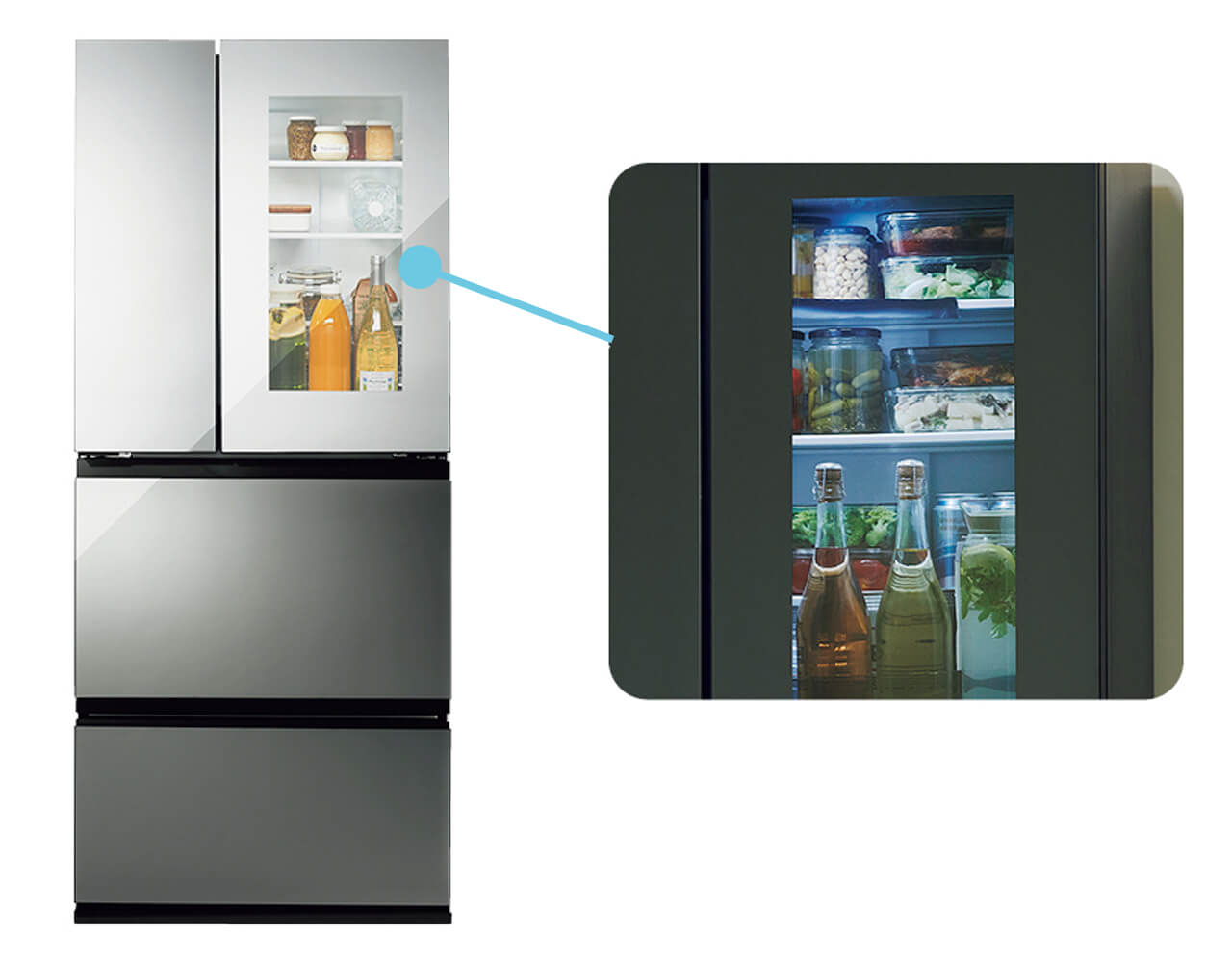 中身が見える冷蔵庫４ドア冷凍冷蔵庫HR-EI35B／ツインバード