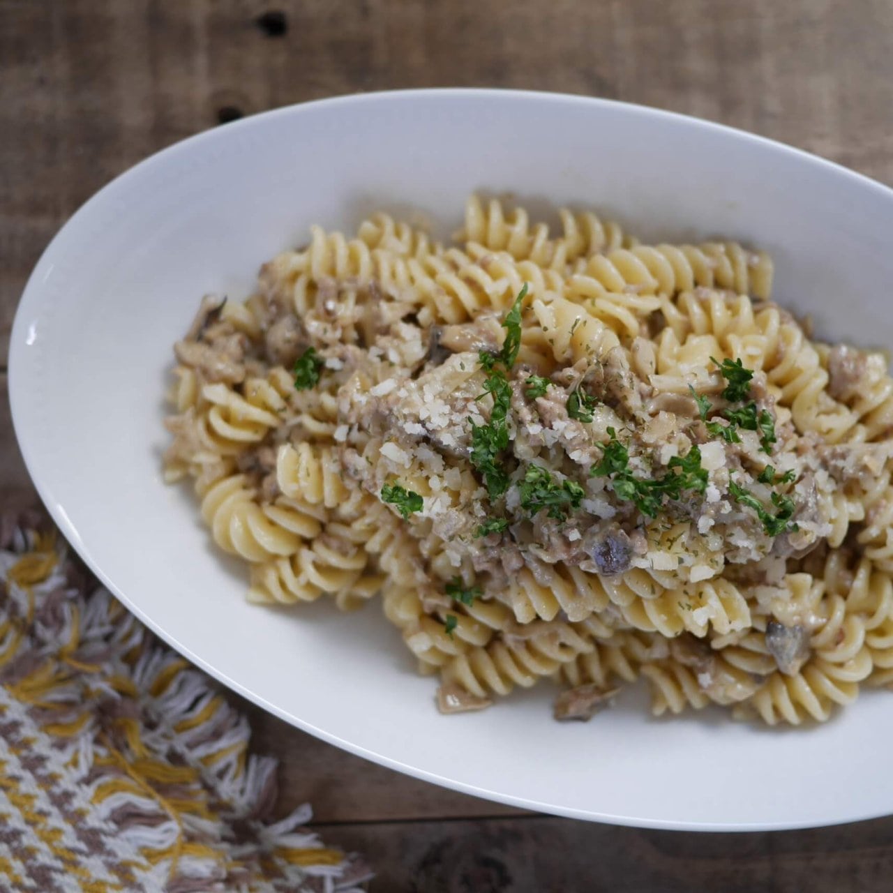 バターナッツとベーコンのフジッリのレシピ