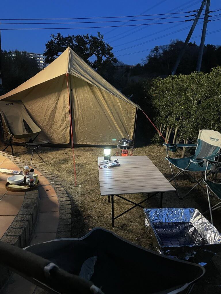 コロナで外出自粛のときは、庭にテントを張って、おうちキャンプも楽しみました。