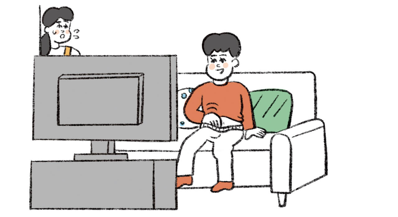 テレビを見ている男の子イラスト