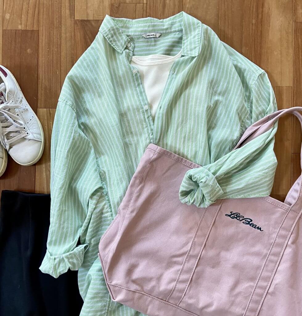 ニコアンド　シャツ　グリーン　オーバーサイズ