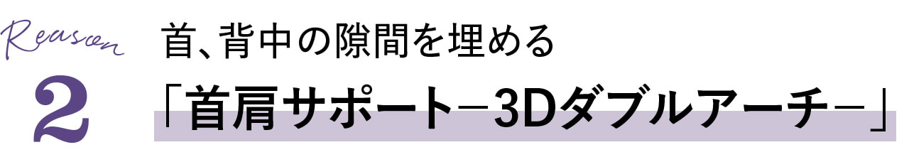 Reason2首、背中の隙間を埋める 「首肩サポート－3Dダブルアーチ－」