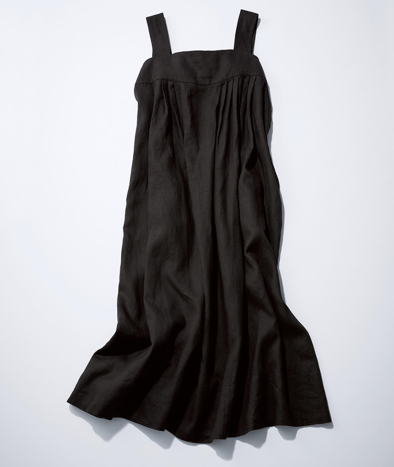 12closet　【洗える】一枚でも着られるヨーロピアンリネンの黒キャミワンピース