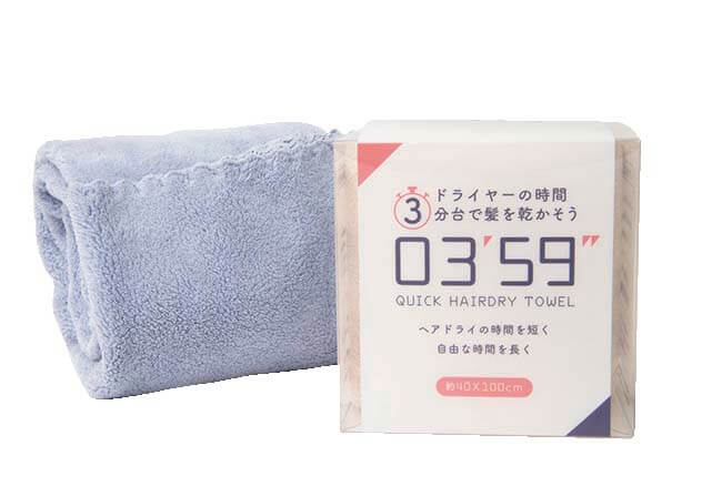 03′59′′QUICK HAIRDRY TOWEL 約40×100㎝￥880／本多タオル