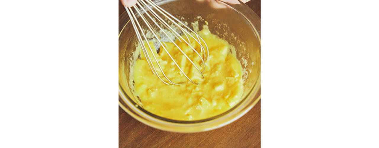 ふわふわ卵は、レンジ加熱→周りがやや固まったら混ぜる、を3回ほどで完成