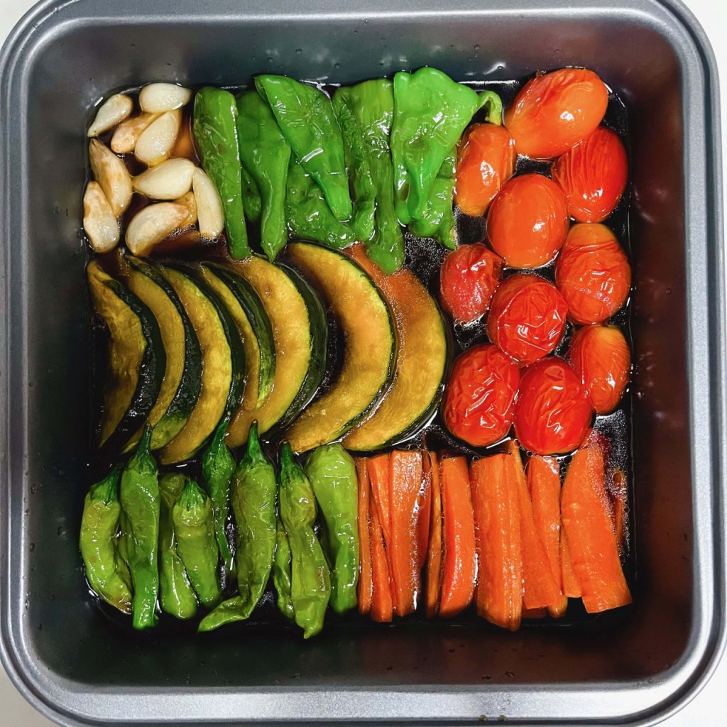 写真：いただいた新鮮野菜で作った揚げびたし