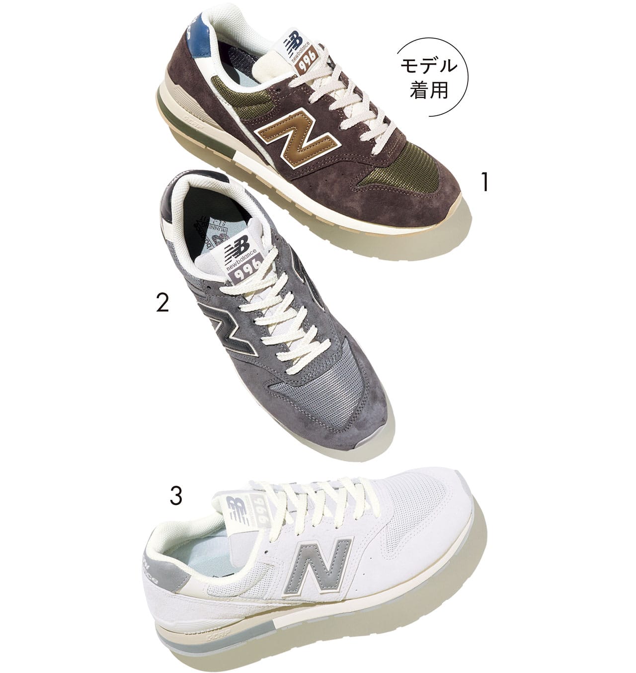 モデル着用 1「CM996UG2」 2「CM996UE2」 3「CM996UH2」(各)¥16280/ABCマート(ニューバランス)