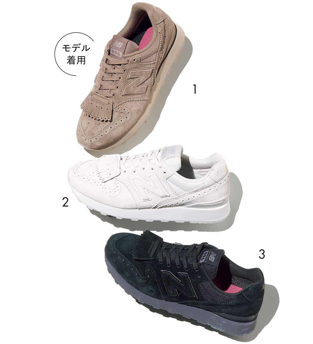 モデル着用 1「WL996TJ2」 2「WL996TL2」 3「WL996TK2」(各)¥14080(すべて10月中旬発売)/ABCマート(ニューバランス)