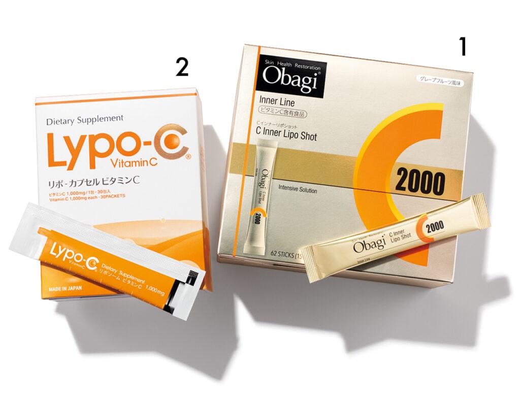 オバジC インナーリポショット 62本入り￥8370（通販限定）／ロート製薬　Lypo-C VitaminC 30包￥7776／スピック