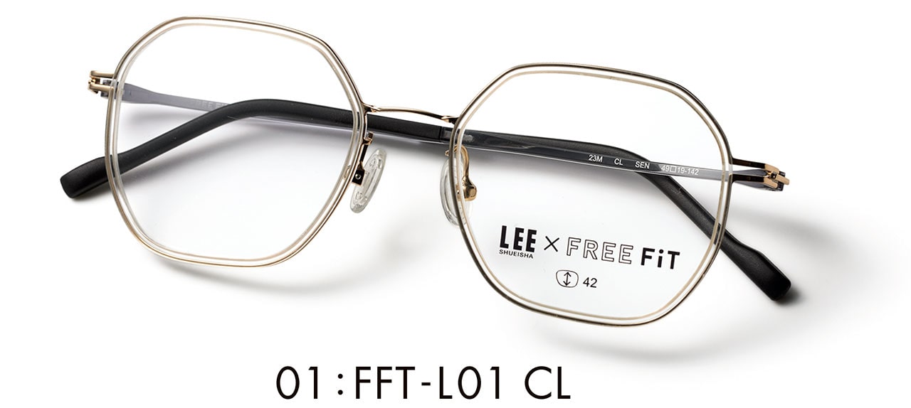 01:FFT-L01 CL　メガネ￥16500／眼鏡市場（フリーフィット）