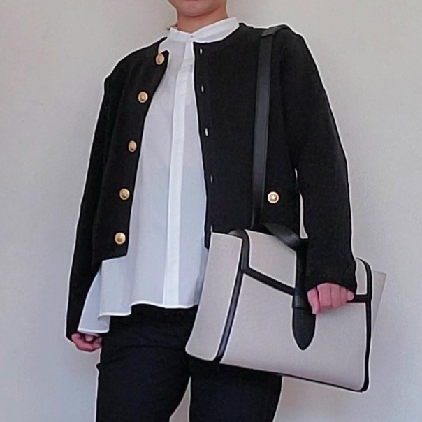 40代マタニティのハレの日コーデ　臨月　入園式　SLOANEのミラノリブジャケット