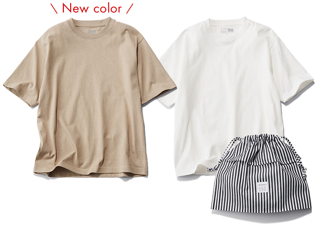 12closet　【洗える】大人に似合う・巾着つきUSAコットンTシャツ（2枚入り）　New color