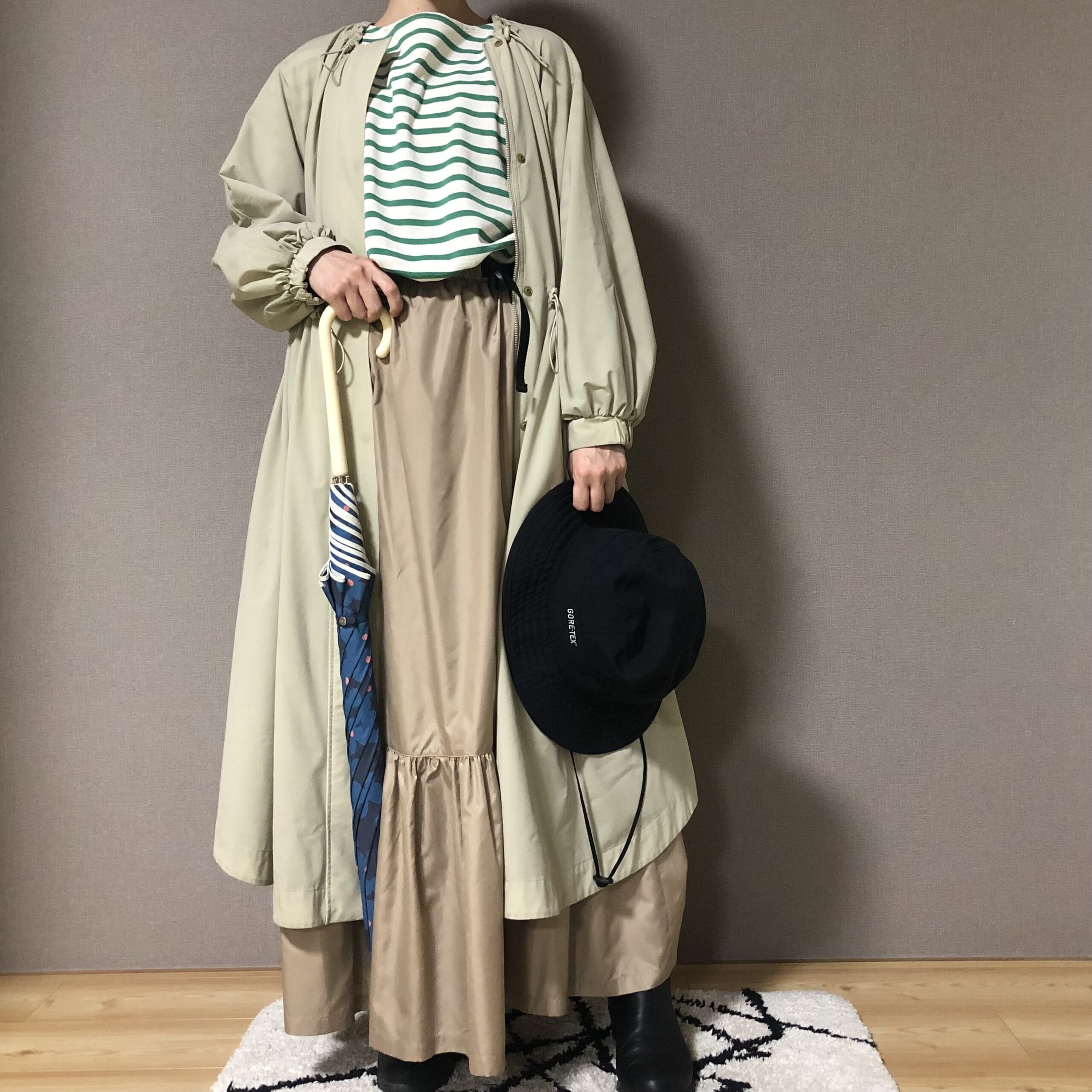 【洗える】ミニリップストップ撥水ティアードスカート　12closet