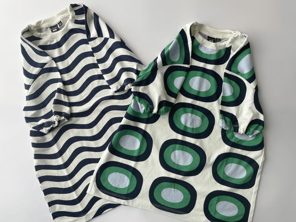 リメイク後　キッズチュニックにリメイク　UNIQLO ユニクロ　マリメッコ　marimekko lee100人隊　TB 　はな　今日のお買い物　コラボ　2024年5月10日発売　新作　ユニクロマリメッコ　新発売　新商品　リリナ　メローニ　ルーック　マイヤ・イソラ