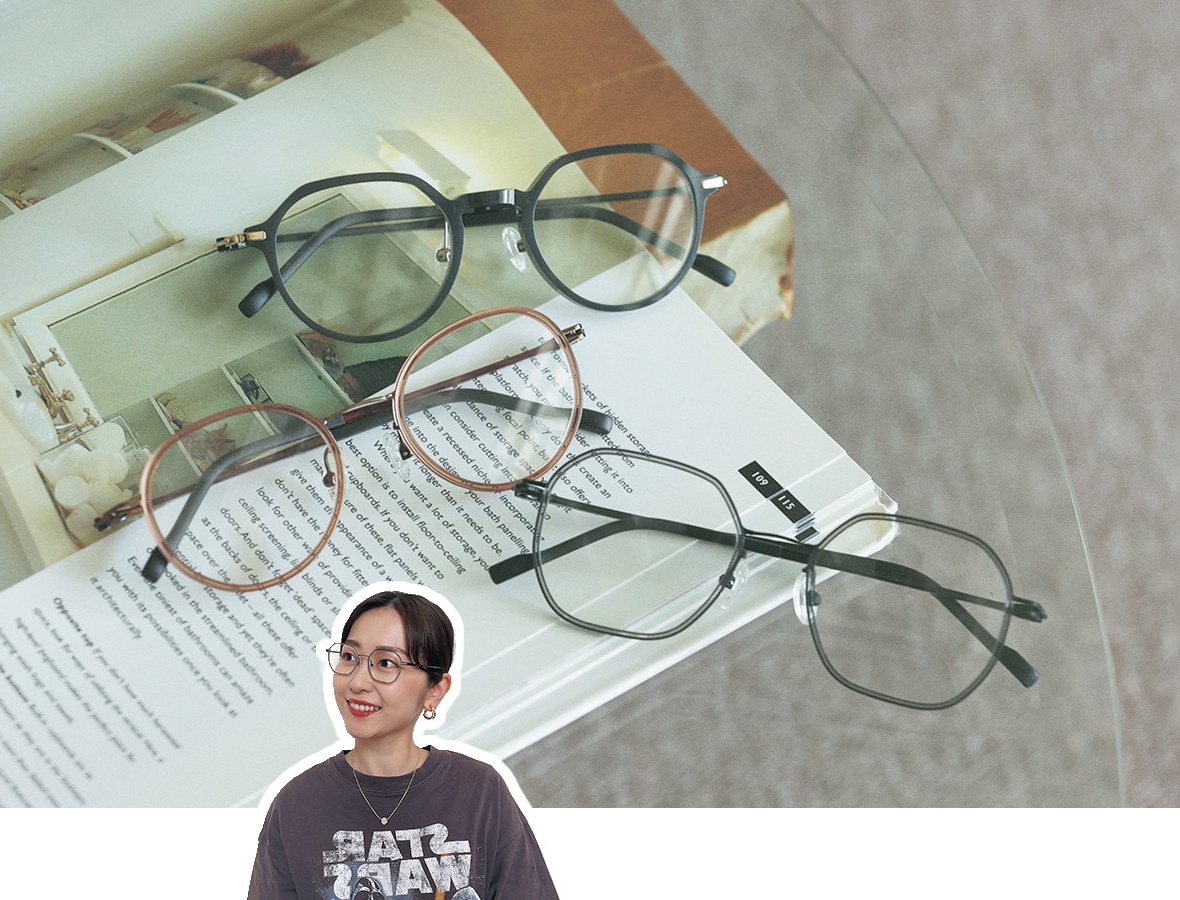 MEGANE ICHIBA　FREE FiTのメガネ　【上】（各）￥16500／眼鏡市場（フリーフィット）　【下】No.080 コデマリさん