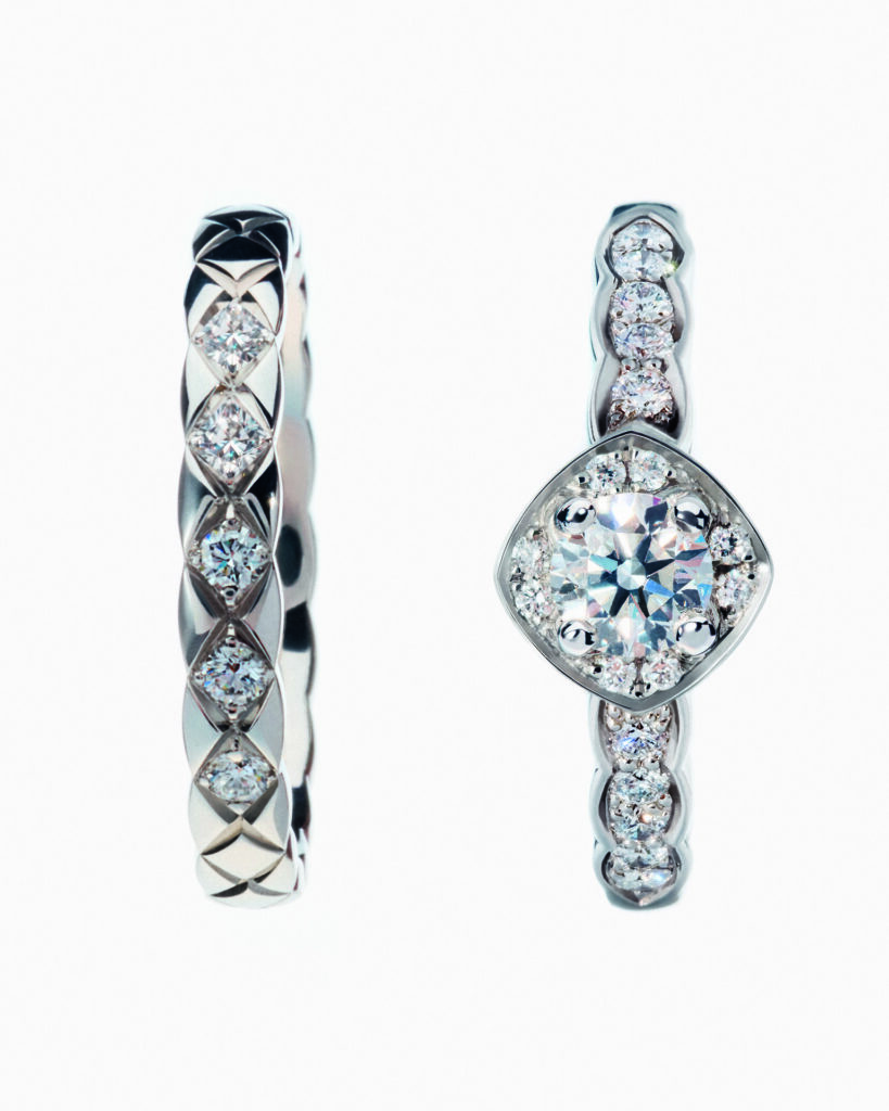 「ココ クラッシュ」 ブライダルリング
左から ： プラチナ/5 ダイヤモンド
プラチナ/ダイヤモンド(センターダイヤモンド 0.25ct～