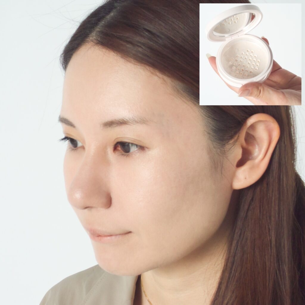 エスプリーク スピードフィニッシュ セラム BB  カバー 【01 ライトベージュ】を塗った上に、パウダーを薄くはたいたところ。毛穴や凹凸をふんわりカバーしてくれます。