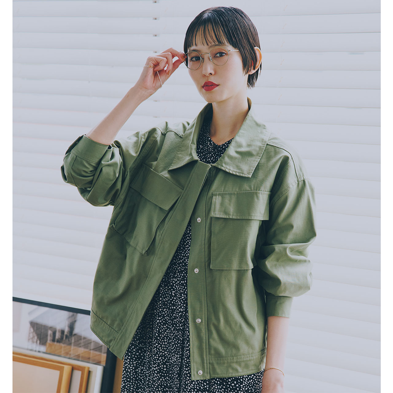 LEEマルシェ初 KIFFE （キッフェ）【洗える】LONG SLEEVE MILITARY SHIRT