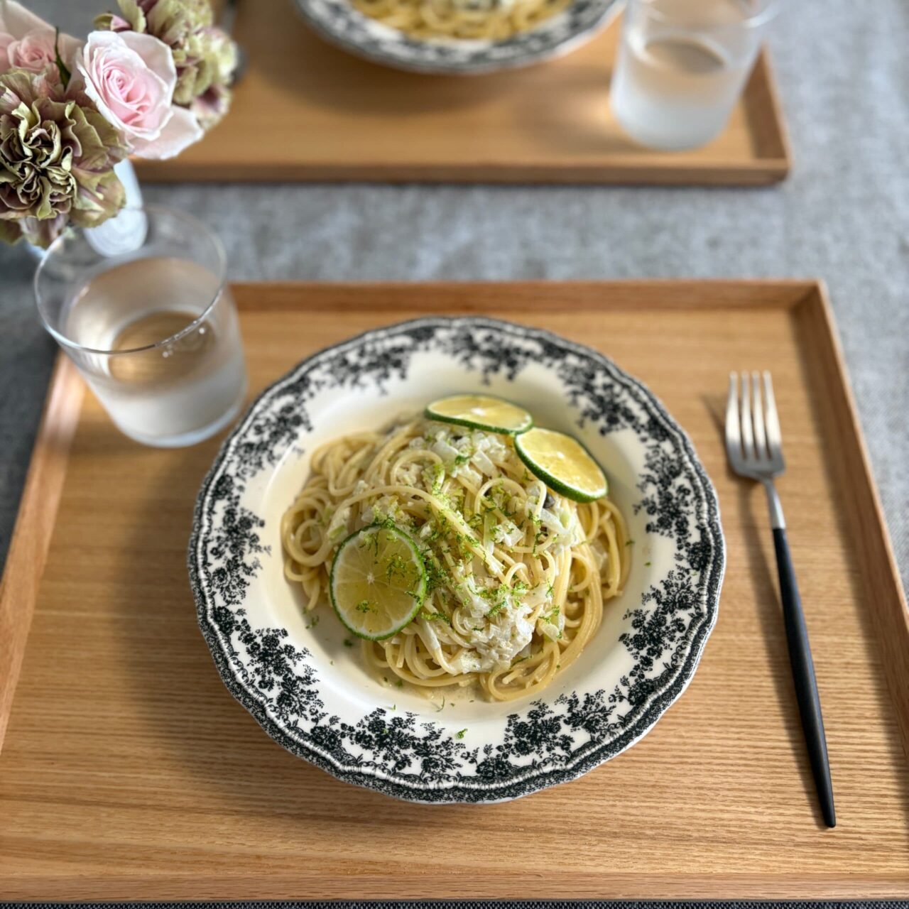 写真：かぼすを使った麺メニュー「かぼすのクリームパスタ」