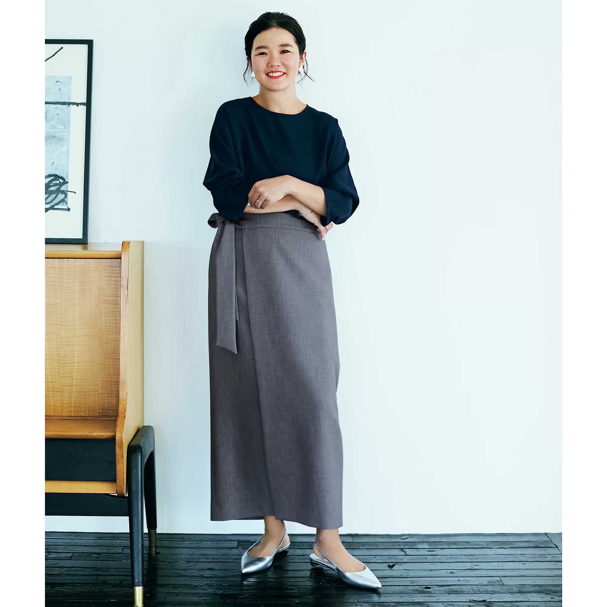 Demi-Luxe BEAMS
【洗える】ラップロングスカート.M
￥23,100  目黒越子さん 地味色コーデ