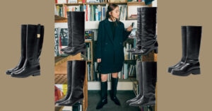 1万円台以下の 黒の筒太ロングブーツ