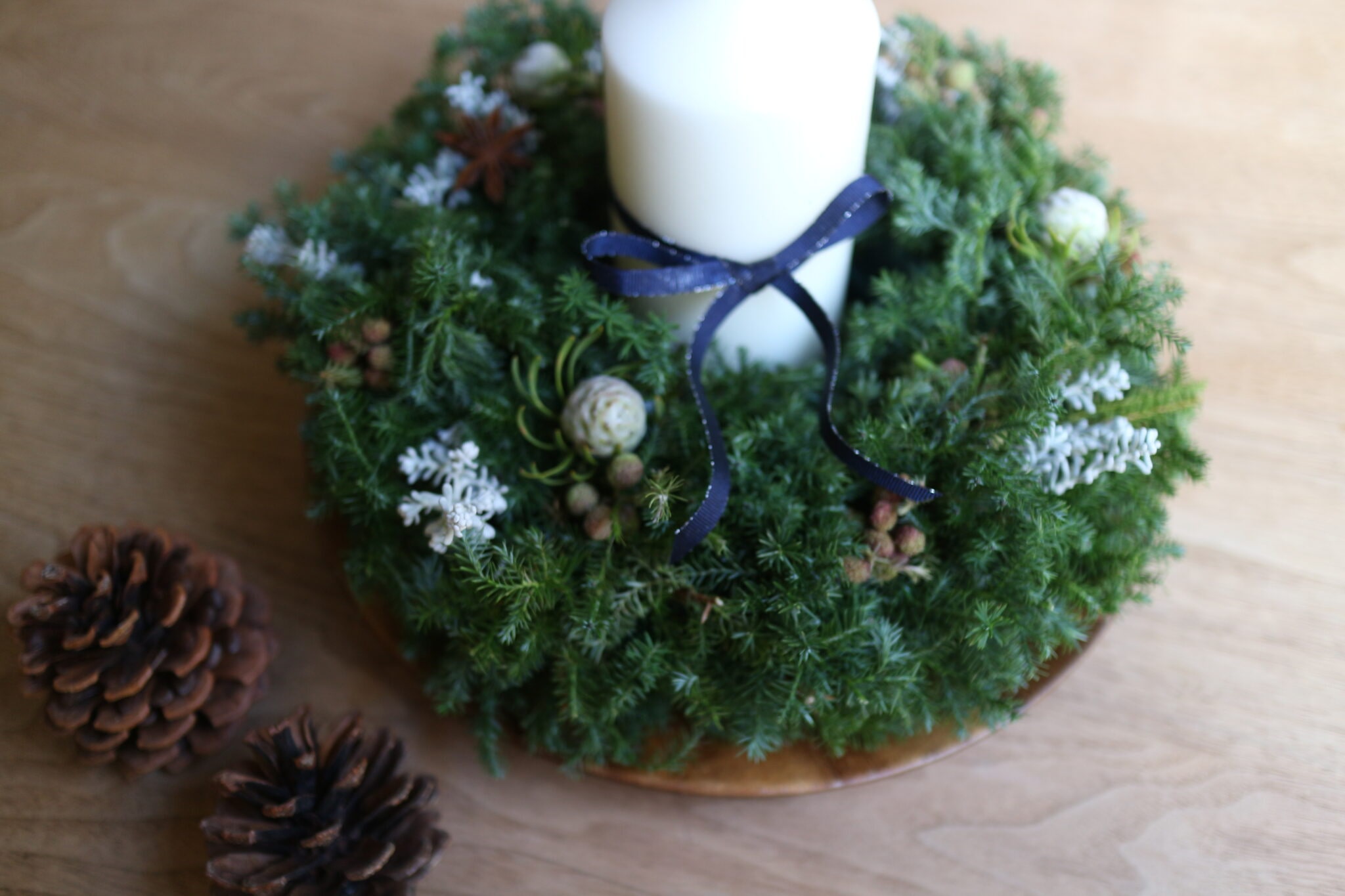 クリスマス　キャンドルリース　手づくり