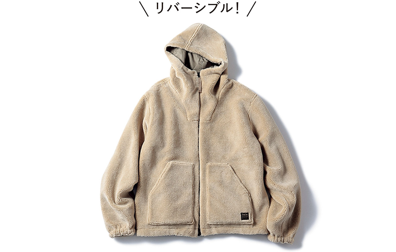 TAION（タイオン）【洗える】【防汚】【ユニセックス】NON DOWN MILITARY REVERSIBLE BOA HOODIE