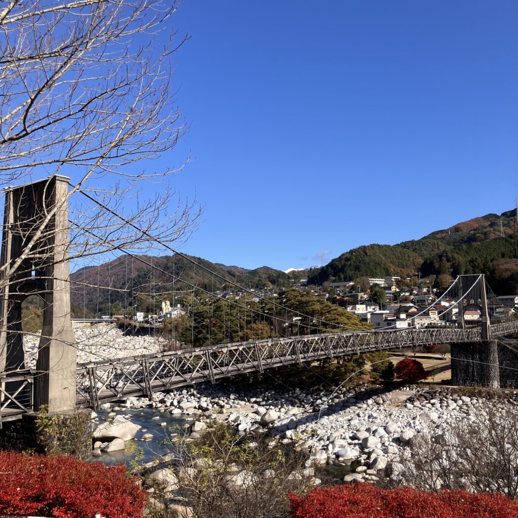 桃介橋　吊橋　木橋