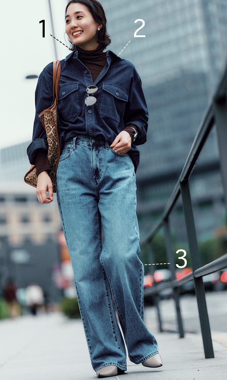 ライター高橋夏果さん　シャツ【メンズ】￥3990・パンツ￥3990・インナー￥1990（ユニクロ：シー）／ユニクロ