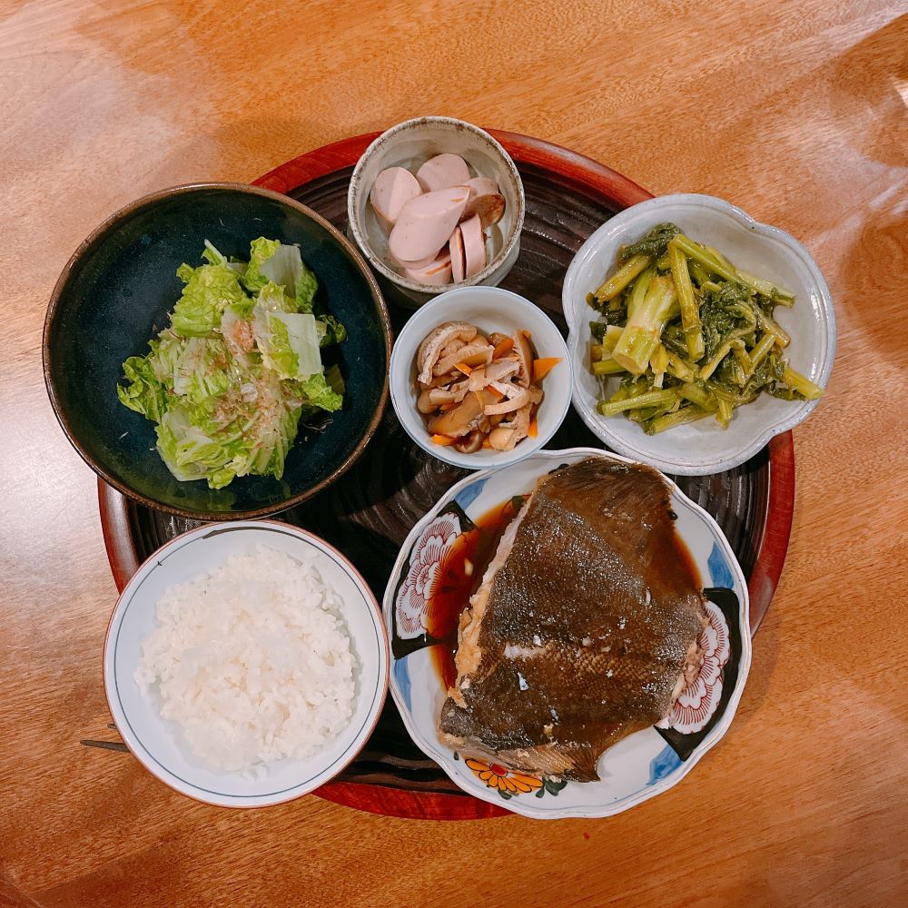 かれいの煮つけ　和食　昼ごはん