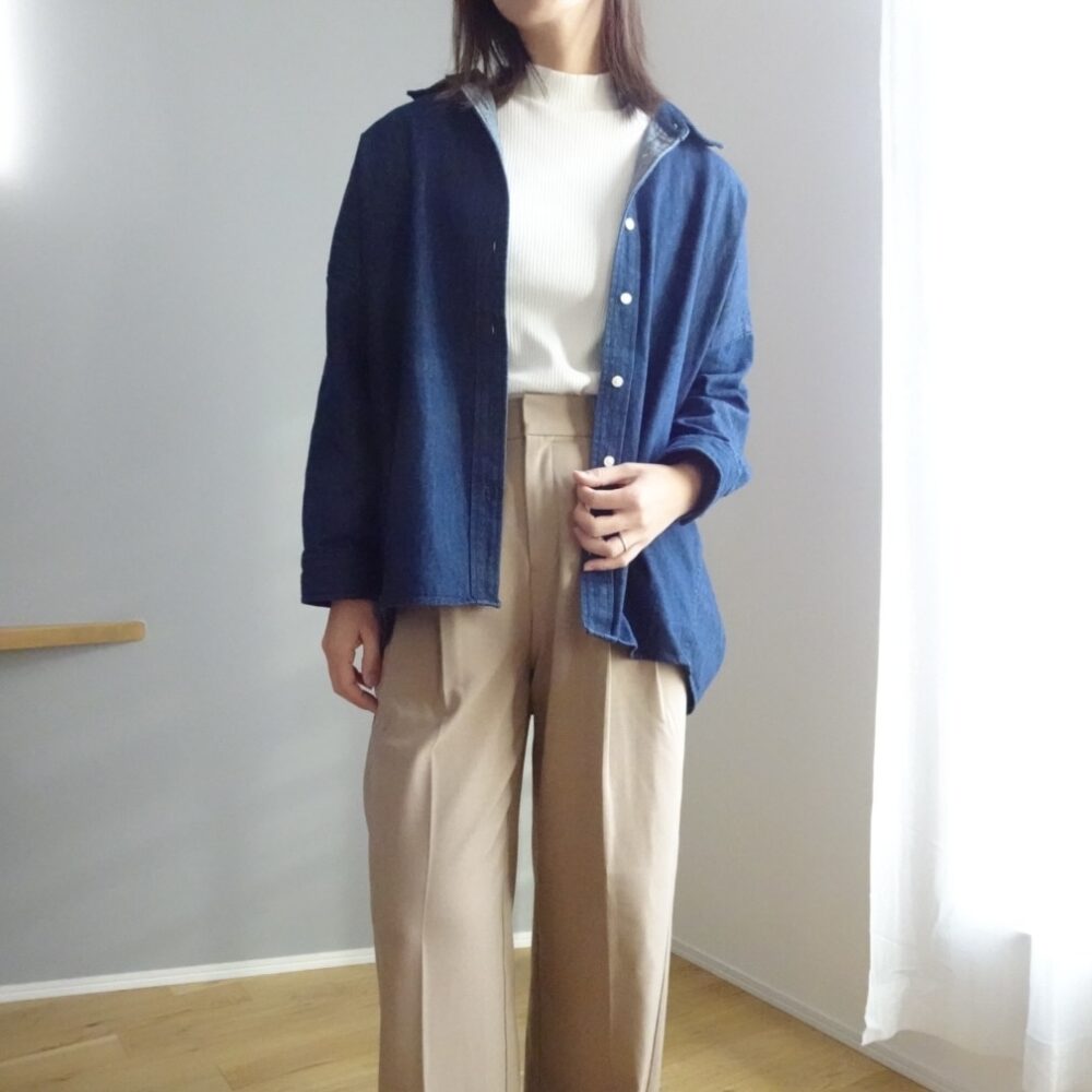 【伊藤真知さんコラボ】【洗える】コクーンデニムシャツ 12closet
デニムシャツ　30代