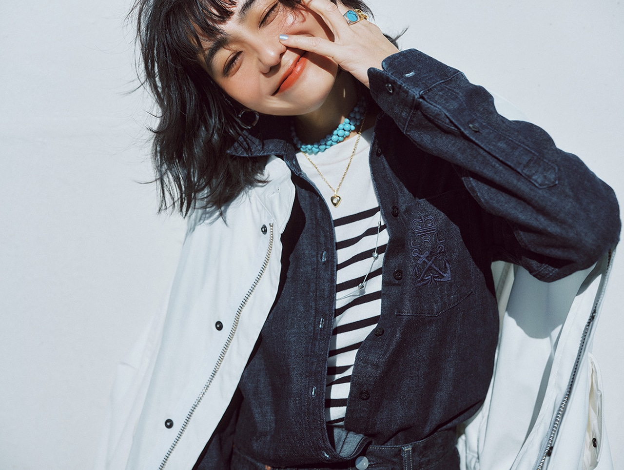 竹下玲奈さん　カットソー【BORDER BOAT NECK PO】￥45100／マディソンブルーのコーデ